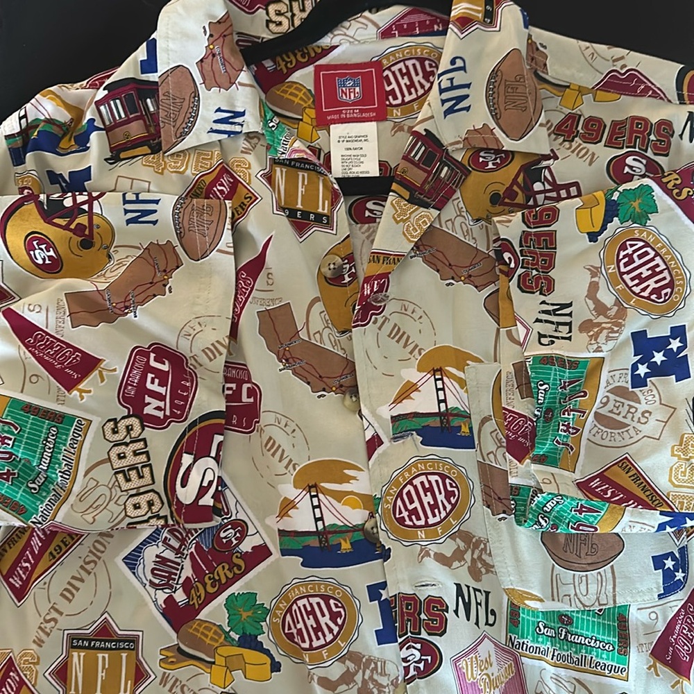 Red San Francisco 49er shirt with 49er logos